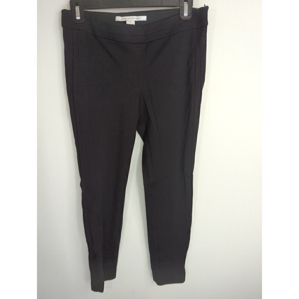 Diane von Furstenberg Women Solid Mid Rise Side Zipper Skinny Jeans Black Size 6